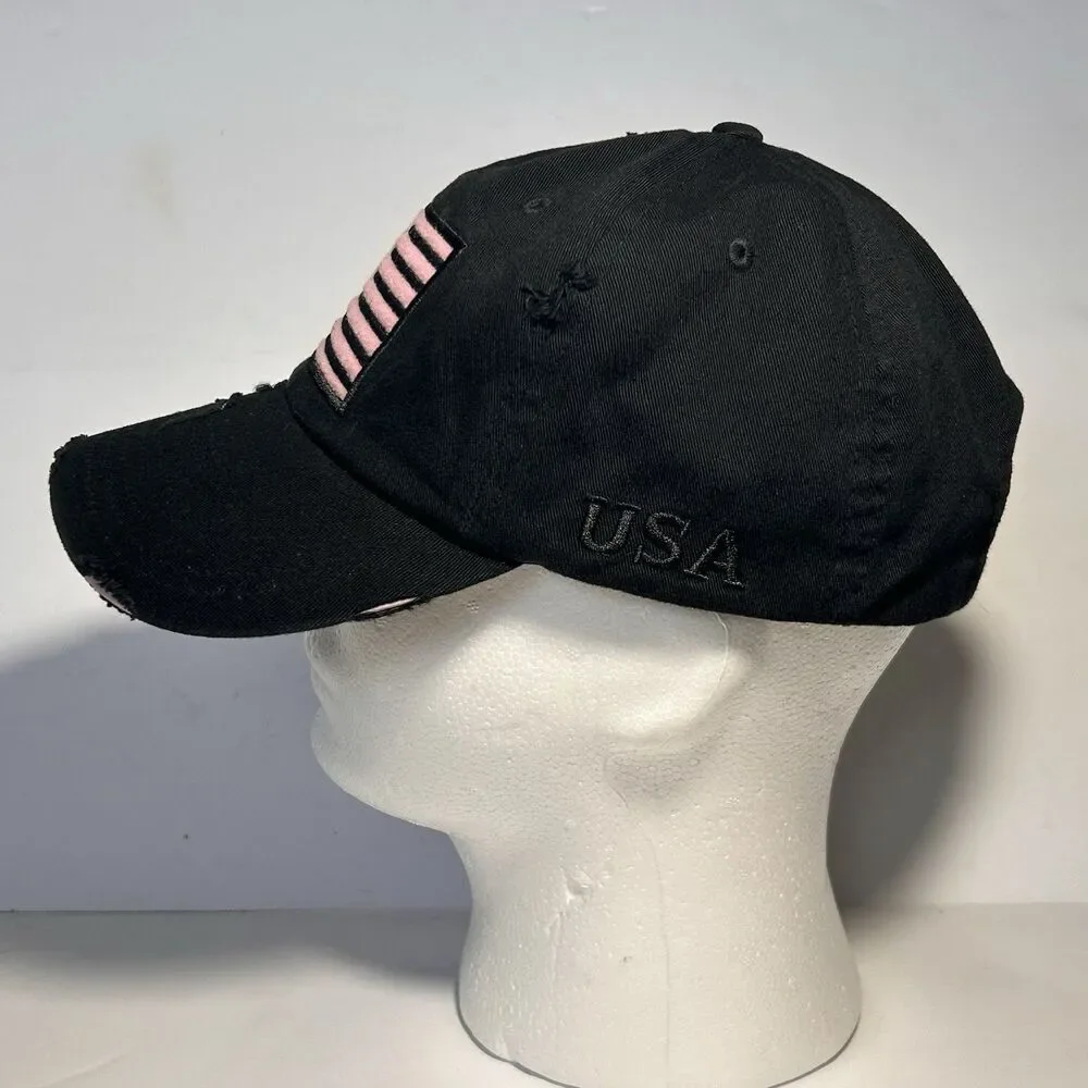 KBETHOS USA Flag Hat Distressed Cap Womens Adjustable Black Pink‎